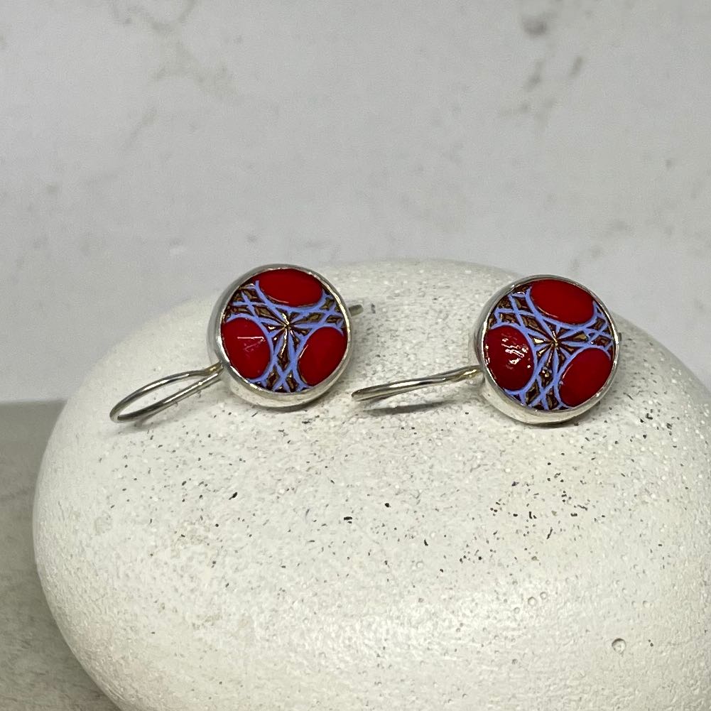 Red button earrings outlet